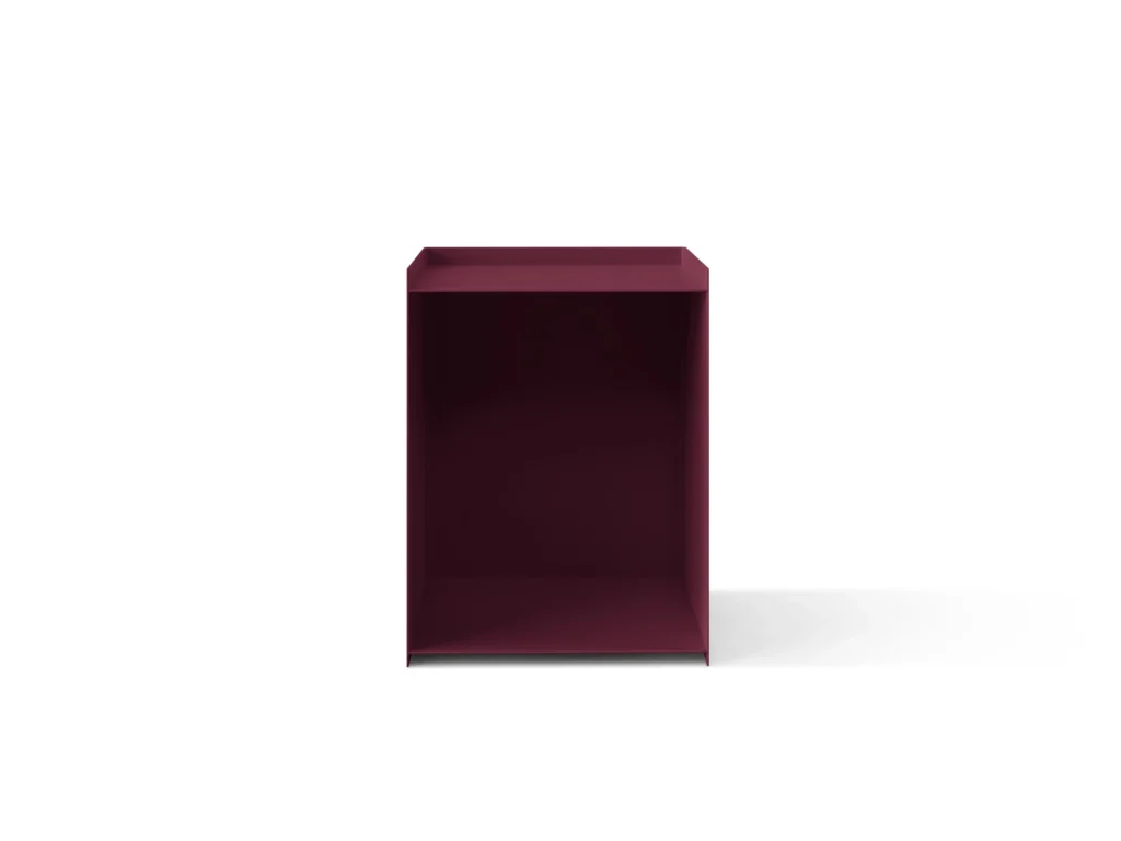Natbord Micadoni Luca - bordeaux metal sengebord med indvendig opbevaring, kompakt 39,5Ã39,5 cm